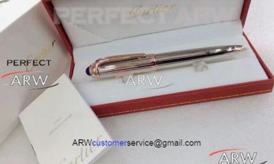 Perfect Replica Best Cartier Ballpoint Pen - Roadster de Silver and Rose Gold Trim